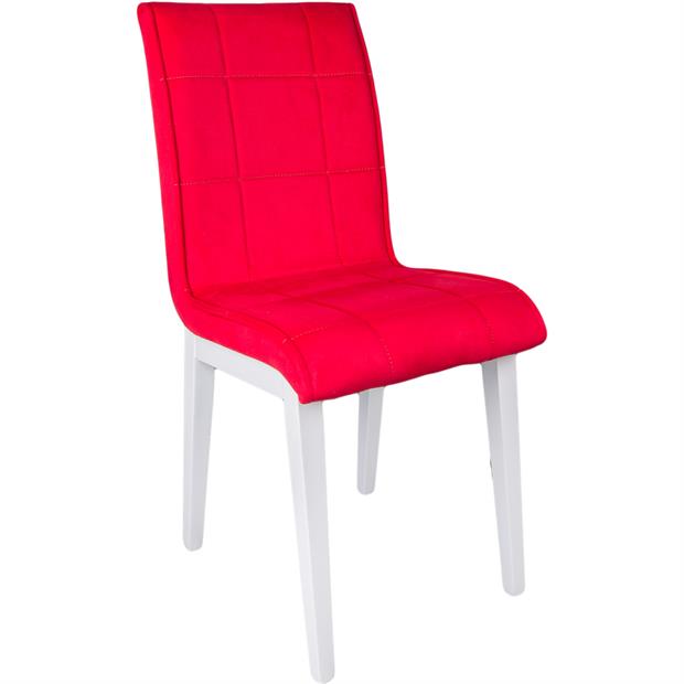 Monopetli Kadife Kırmızı Ahşap Sandalye
