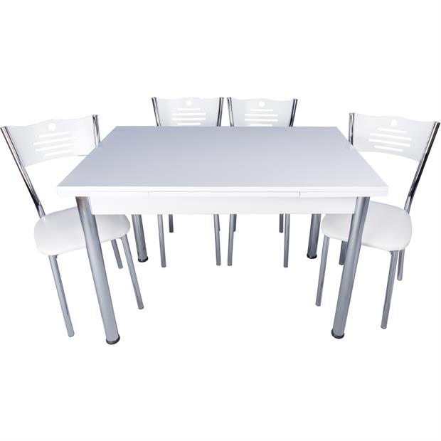Artemis Beyaz Masa ve İnci Sandalye Takımı 