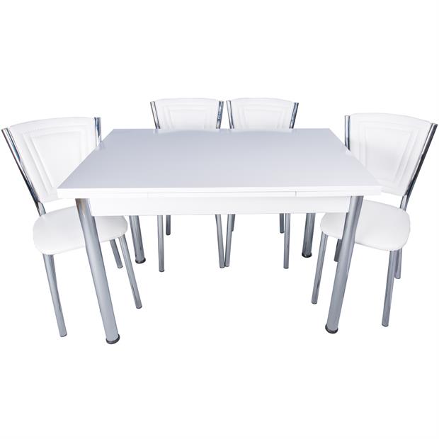 Artemis Beyaz Masa ve Efes Dikişli Sandalye Takımı 