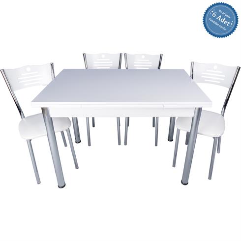 Artemis Beyaz Masa ve 6 Adet İnci Sandalye Takımı 